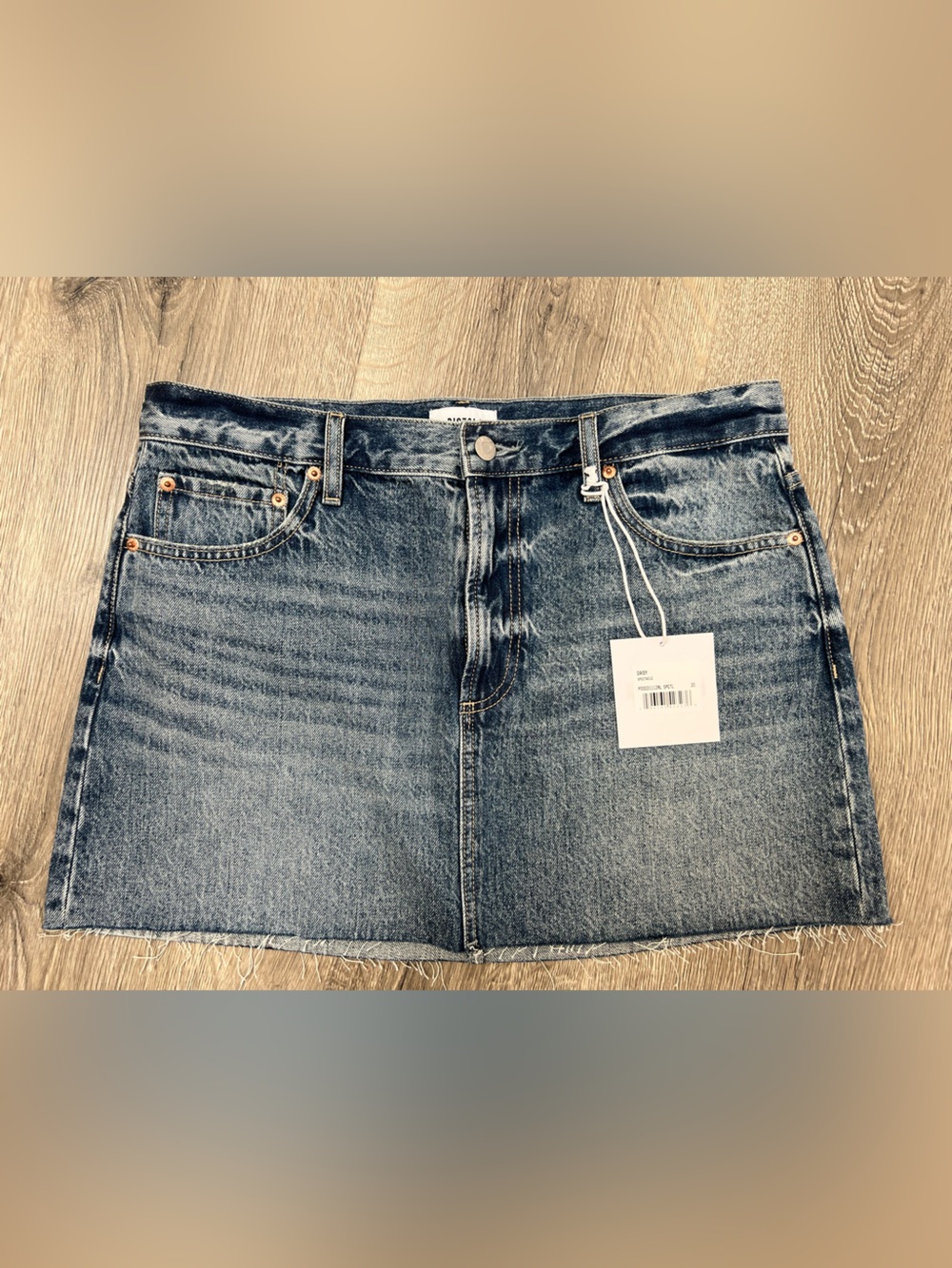 Pistola Demin Daisy Low Slung Mini Skirt Frayed Hem